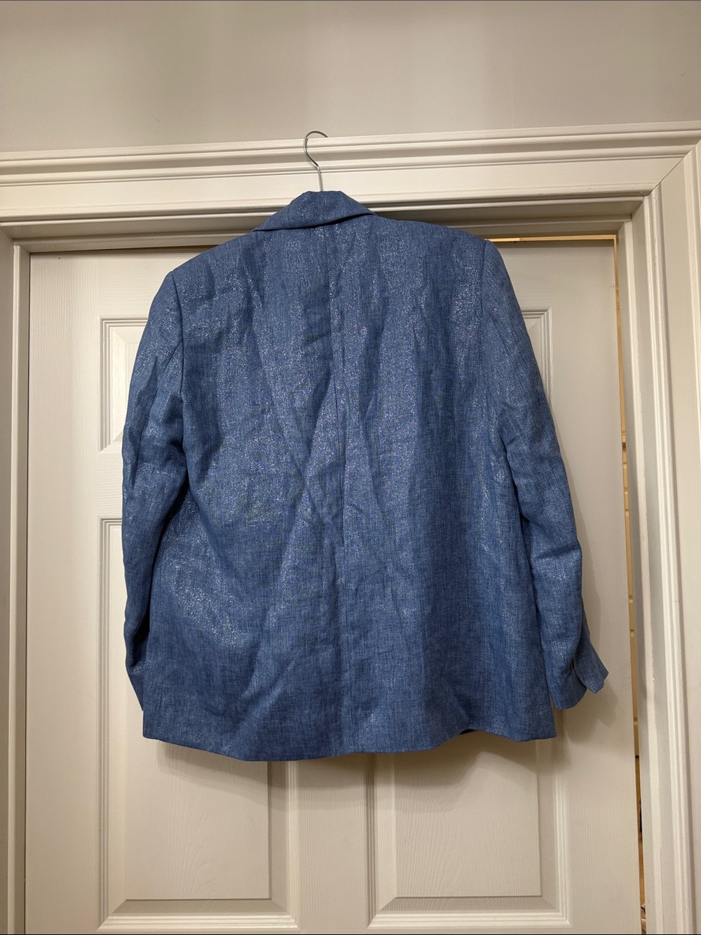 Zara Shimer Silver Blue Linen-Blend Women's Sport Coat & Pant Suit - Picture 4 of 4